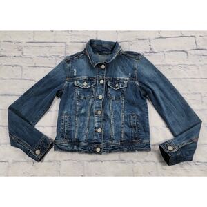 Aeropostale Jacket WOMENS M Blue Jeans Demin Distressed Trucker Boho